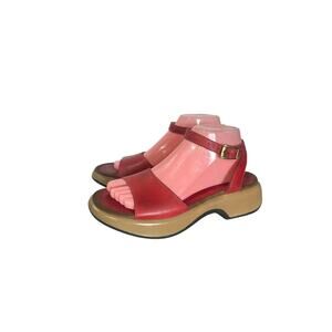 Dansko Buckle Block Red Y2K Sandals Women's Used Chunky Heel Size 39 US 8.5